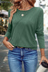 Asymmetric Exposed Seam Detail Drop Shoulder Crew Neck Pullover Top